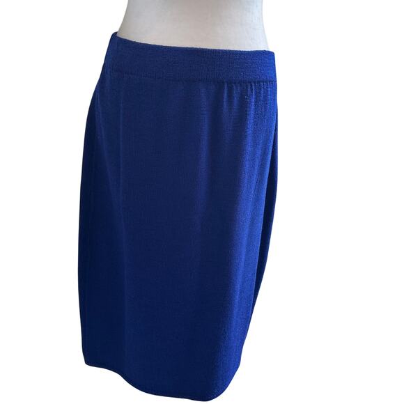 St. John Evening Marie Gray Royal Blue Santana Knit Blazer Skirt Set Sz 12 - Picture 11 of 14